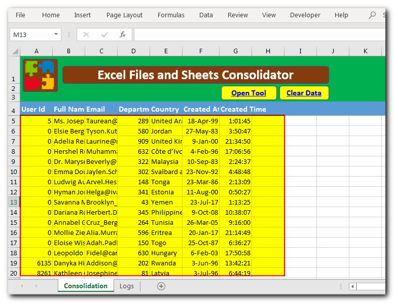 Excel Files and Sheets Consolidator