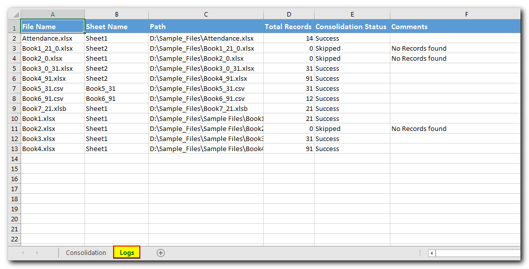 Excel Files and Sheets Data Consolidation
