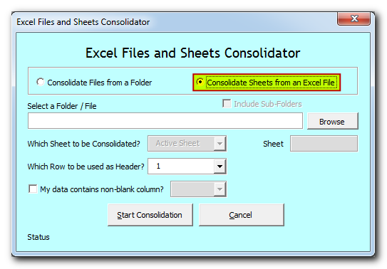 Excel Files and Sheets Data Consolidation