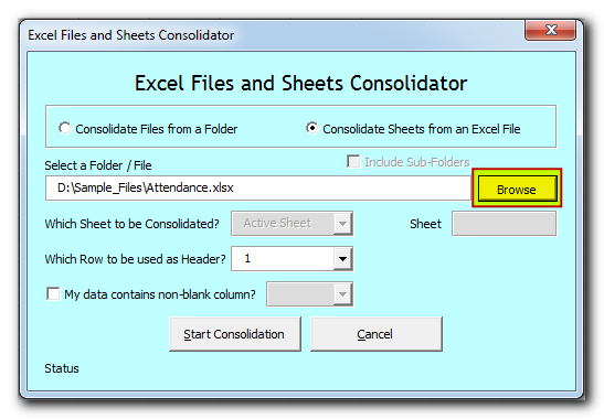 Excel Files and Sheets Data Consolidation