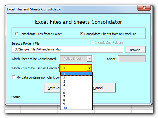 Excel Files and Sheets Consolidator