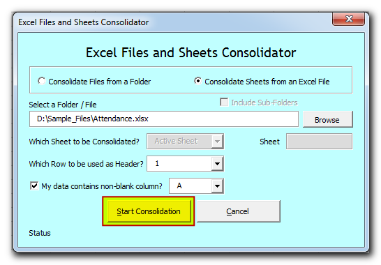 Excel Files and Sheets Data Consolidation