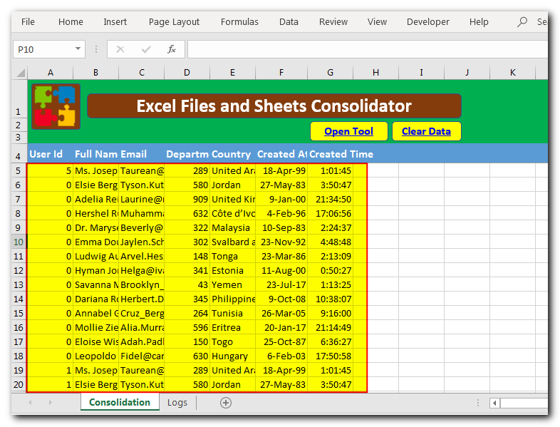 Excel Files and Sheets Data Consolidation