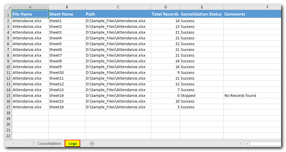 Excel Files and Sheets Data Consolidation