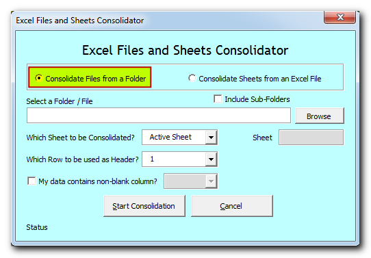 Excel Files and Sheets Consolidator