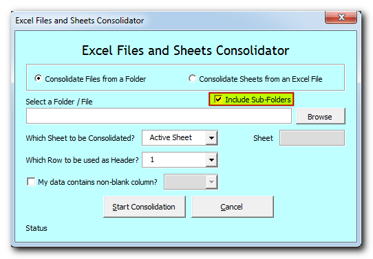 Excel Files and Sheets Consolidator