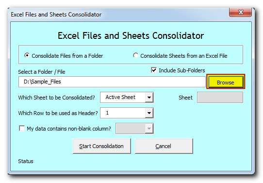 Excel Files and Sheets Consolidator