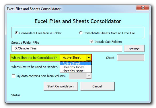 Excel Files and Sheets Consolidator