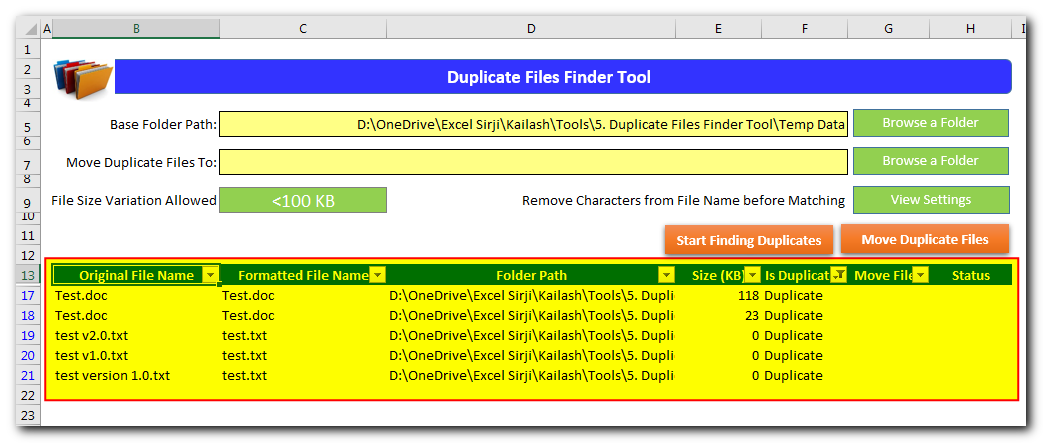 Duplidate Files Finder Tool