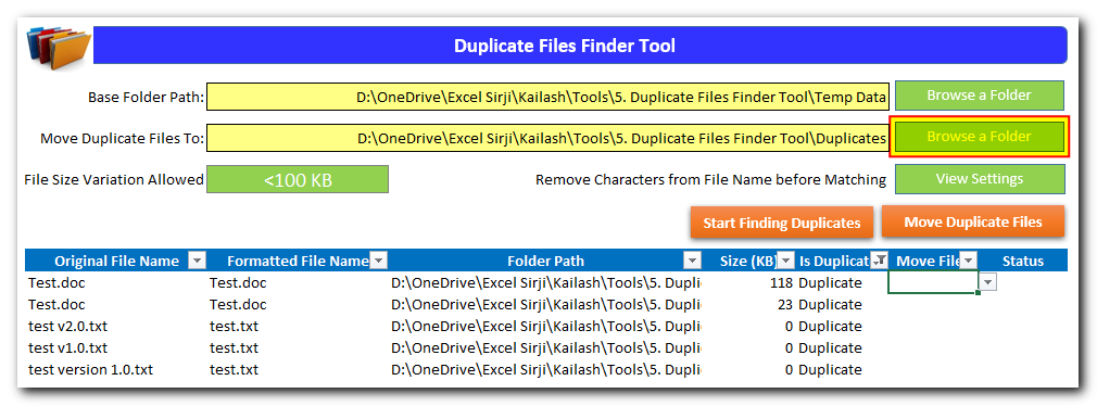 Duplidate Files Finder Tool