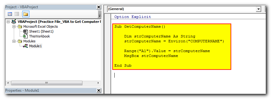 VBA Code to Get Computer Name