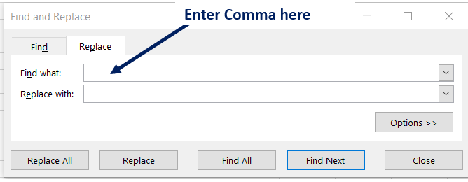 find replace in line breaks