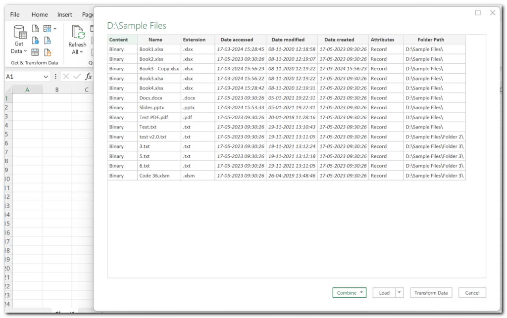 Get List of File Names using Power Query