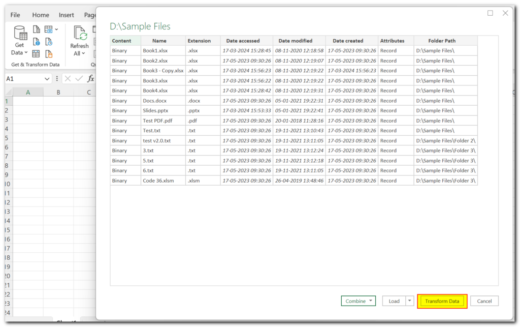 Get List of File Names using Power Query