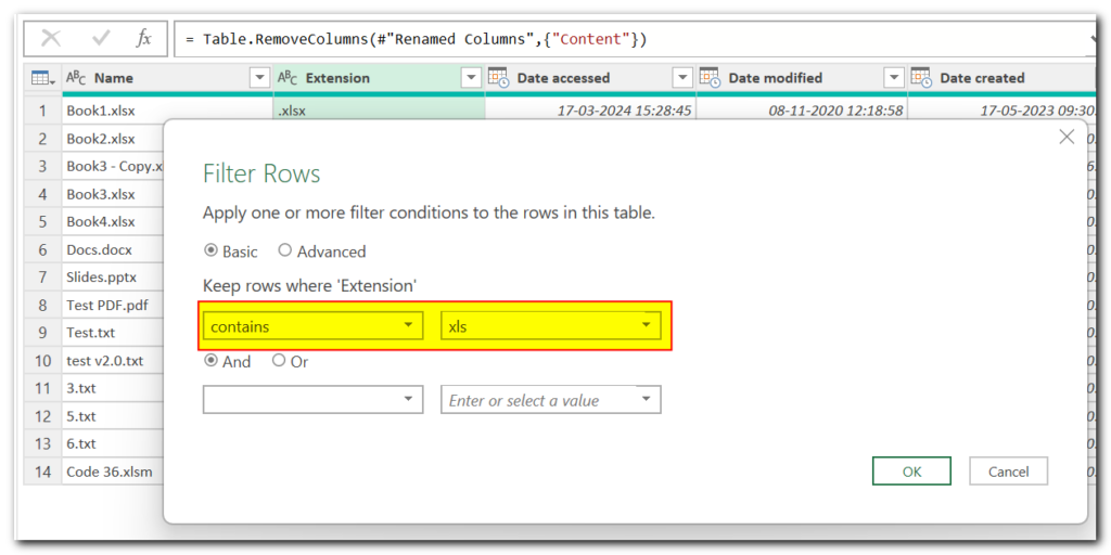 Get List of File Names using Power Query