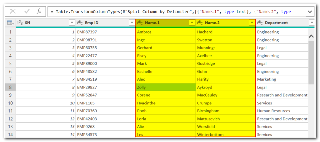 Split Data using Power Query