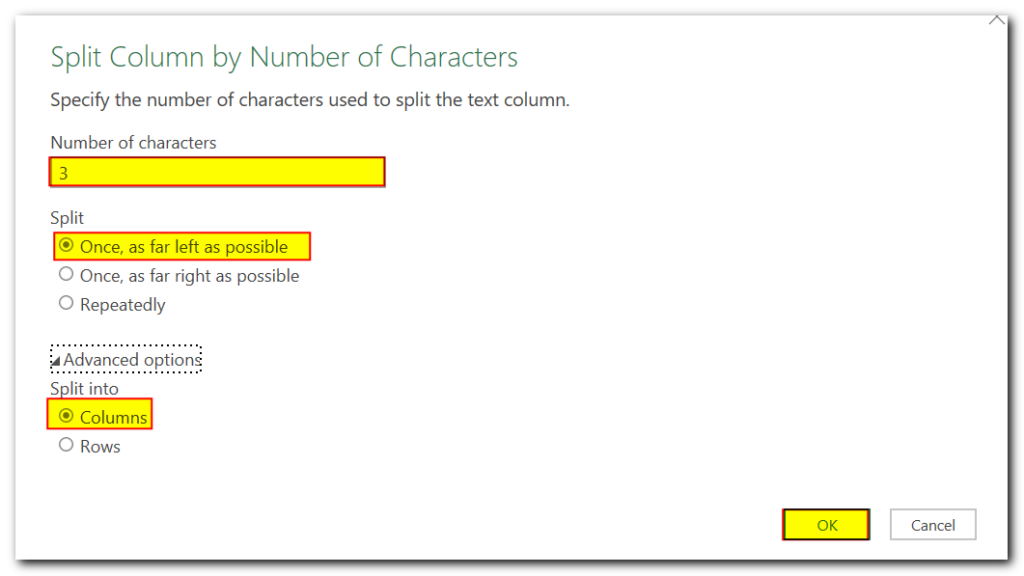 Split Data using Power Query