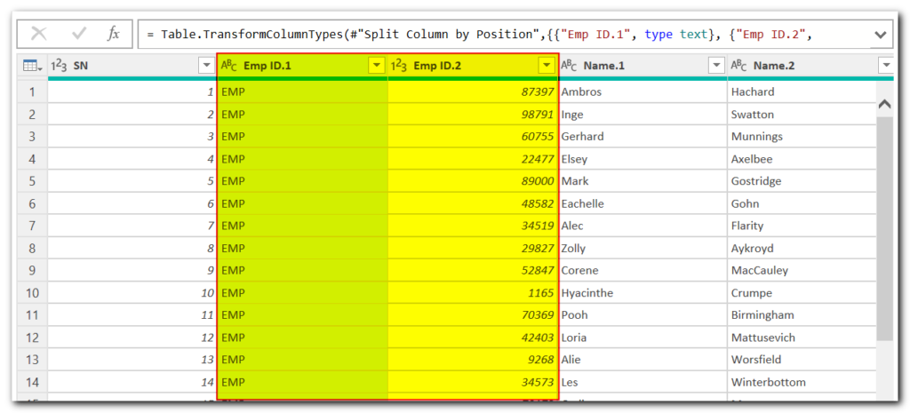 Split Data using Power Query