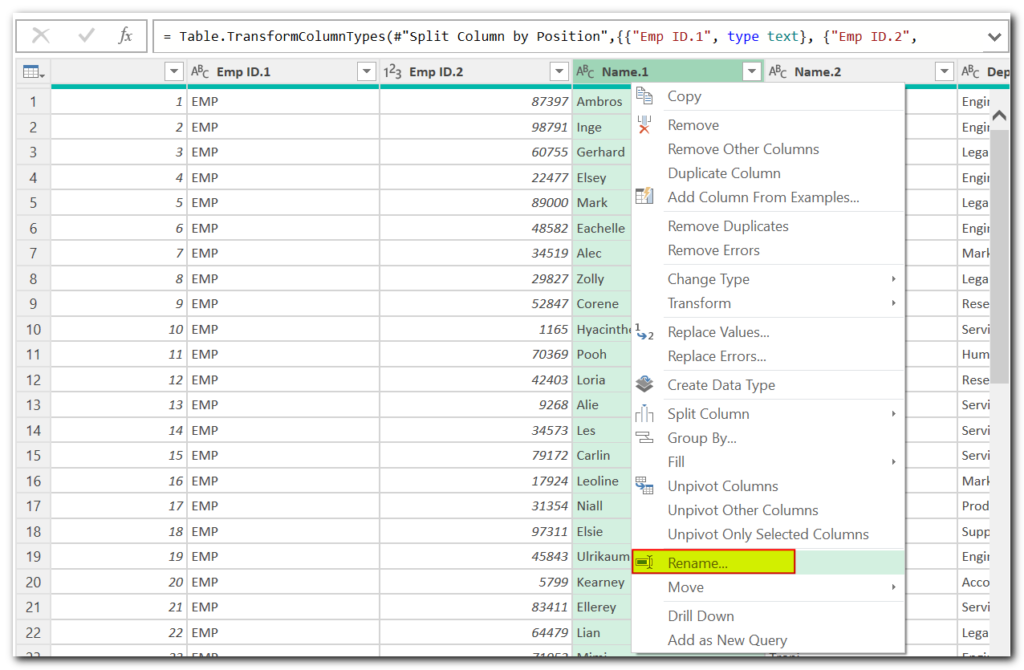 Split Data using Power Query