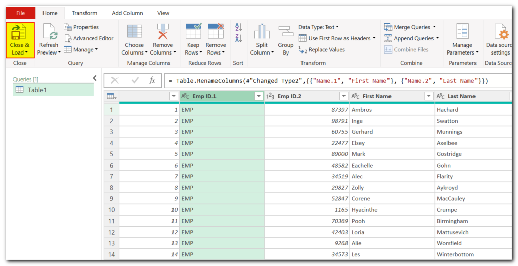 Split Data using Power Query