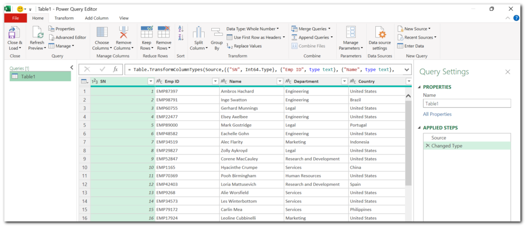 Split Data using Power Query