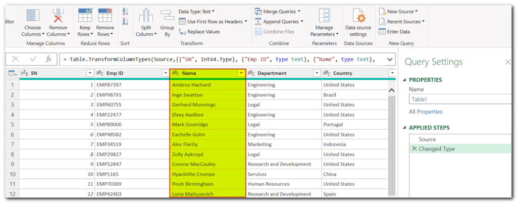 Split Data using Power Query