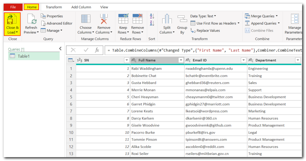 Merge Columns using Power Query