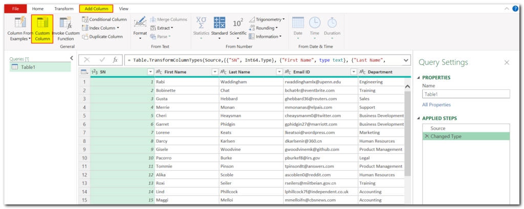 Merge Columns using Power Query