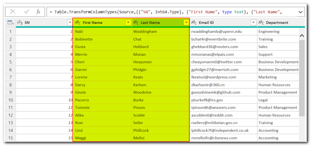 Merge Columns using Power Query