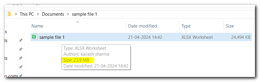 Reduce File Size in Excel