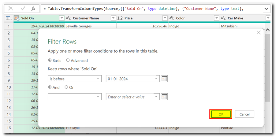 Filter Data in Power Query