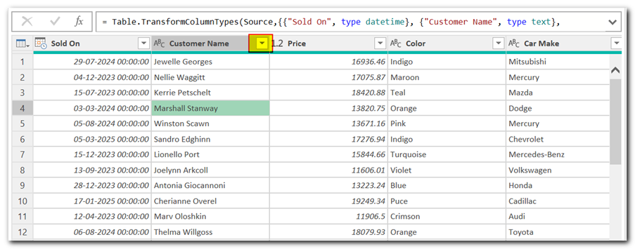 Filter Data in Power Query