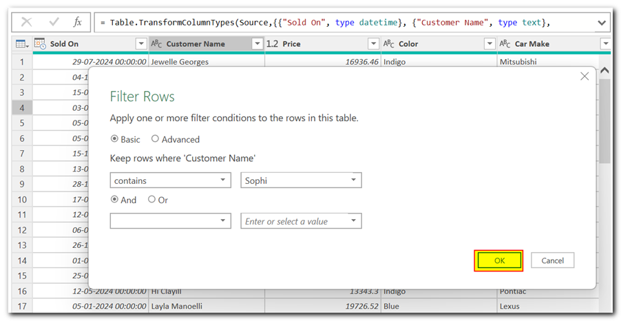 Filter Data in Power Query