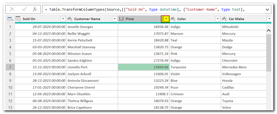 Filter Data in Power Query