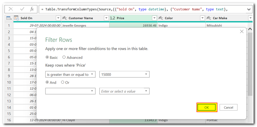 Filter Data in Power Query