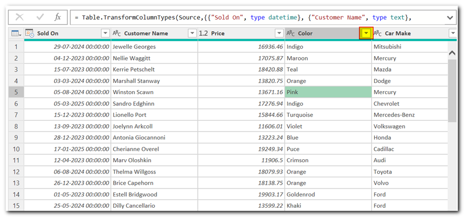 Filter Data in Power Query