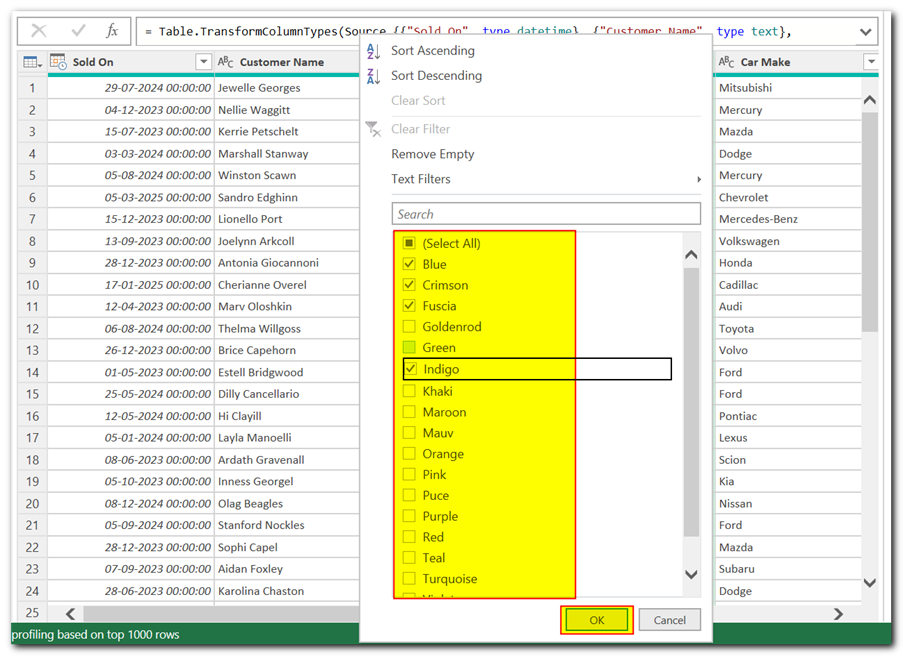 Filter Data in Power Query