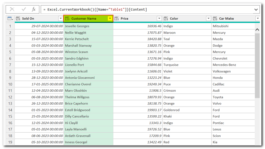 Filter Data in Power Query