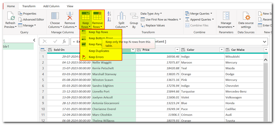 Filter Data in Power Query