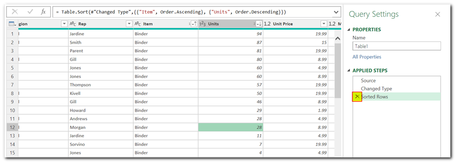Sort Data in Power Query in Excel