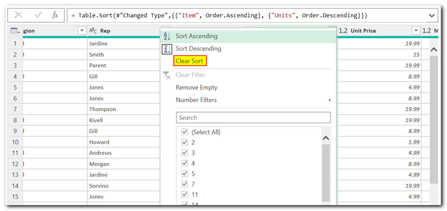 Sort Data in Power Query in Excel