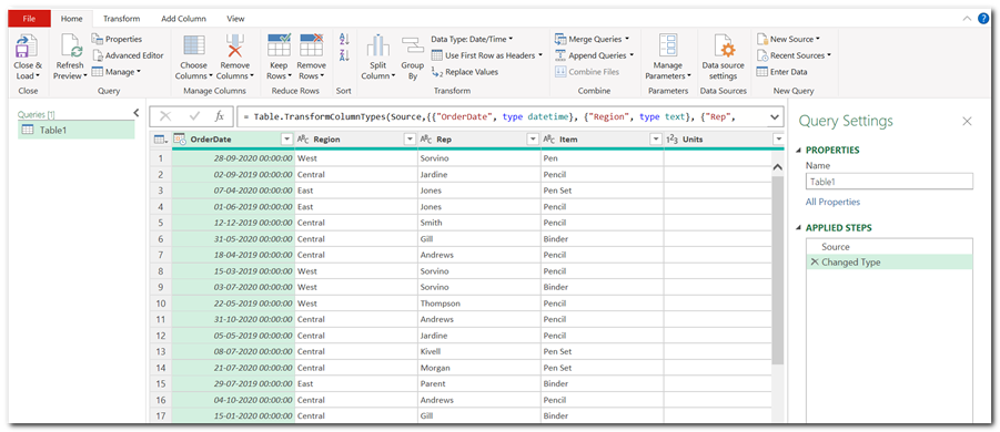 Sort Data in Power Query in Excel