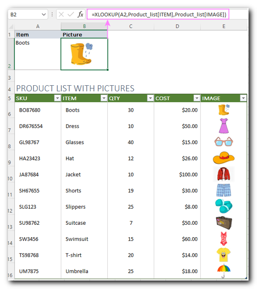 Excel IMAGE function - quick way to insert picture in cell with formula 7 Xlookup Formula