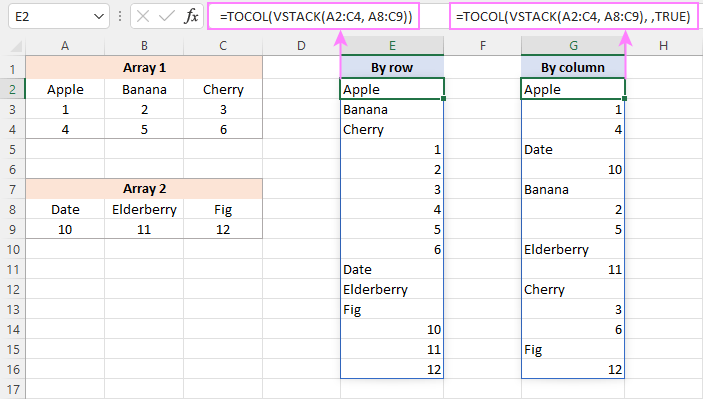 Combine multiple ranges into one column
