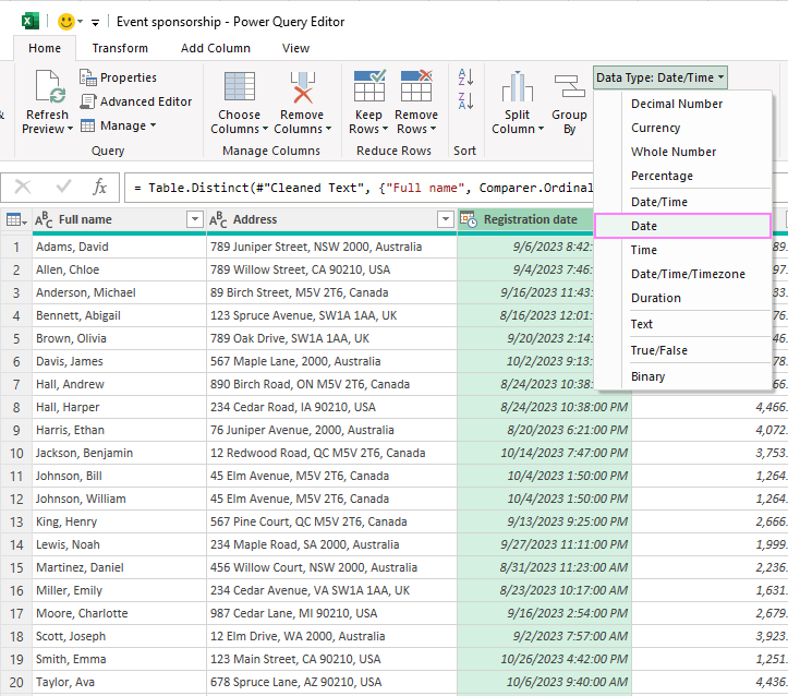 How to use Power Query in Excel – practical examples 5 Change data type