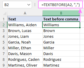 Excel TEXTBEFORE function - extract text before character (delimiter) 1 Textbefore function