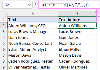 Excel TEXTBEFORE function - extract text before character (delimiter) 10 If delimiter is not found, return original text