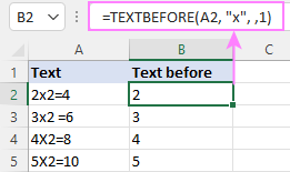 Excel TEXTBEFORE function - extract text before character (delimiter) 12 Whereas an analogous formula