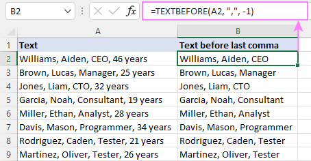 Excel TEXTBEFORE function - extract text before character (delimiter) 4 Return text before last occurrence of delimiter