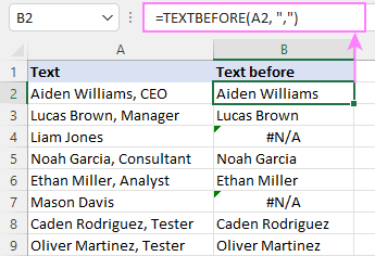 Excel TEXTBEFORE function - extract text before character (delimiter) 8 If delimiter is not found, return custom text